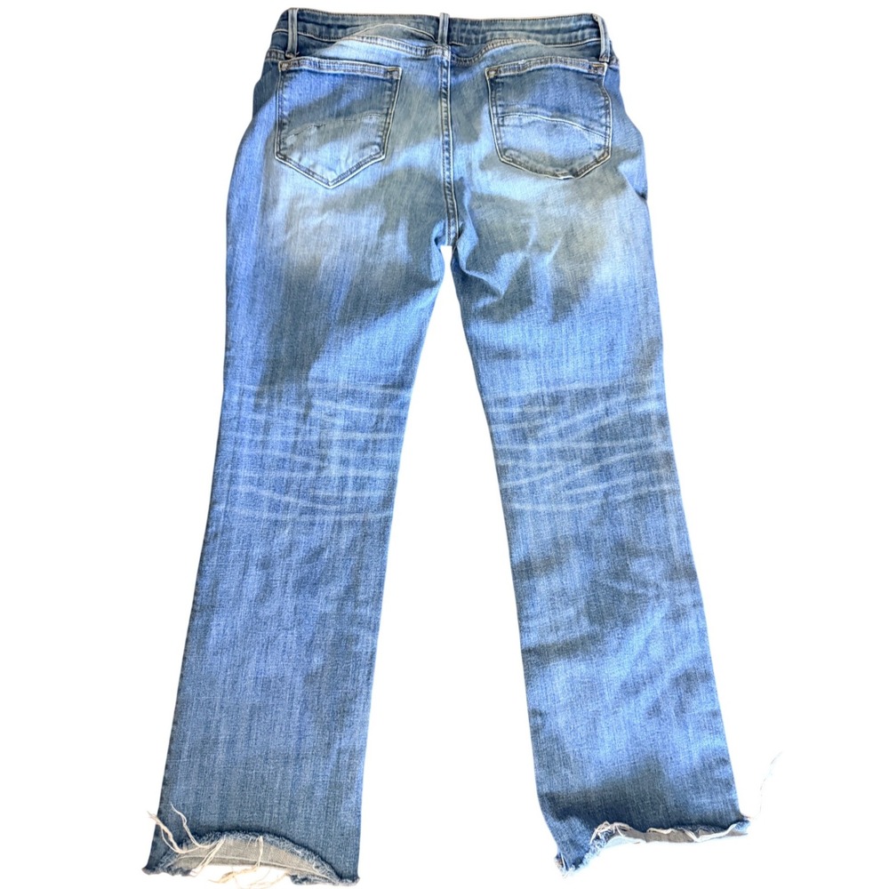 Driftwood Kelly Mid Rise Straight Leg Jeans Blue Raw Hem Size 32 L28 - Picture 2 of 5